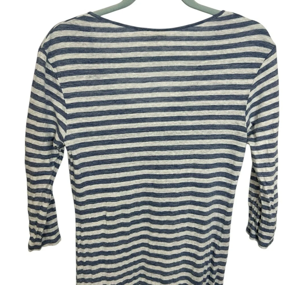 Ag Adriano Goldschmied Linen Blue Striped Lace Up Claude Maxi Dress Size XS - Picture 9 of 15